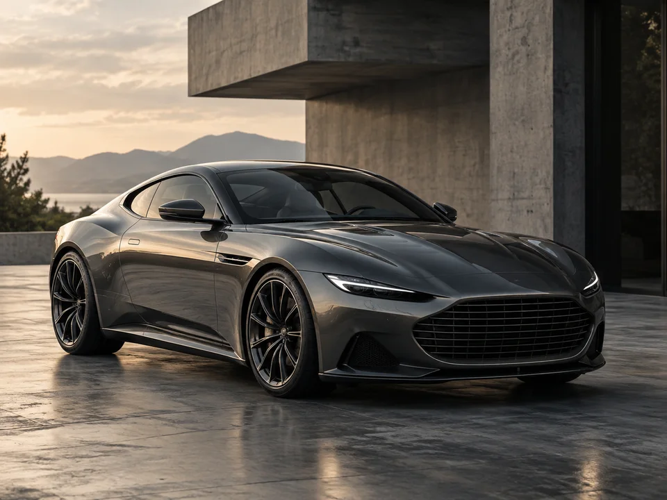 Voiture de sport grise, visuel du concept de site de vente automobile.